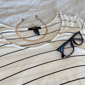 Black/white Striped Crop Top